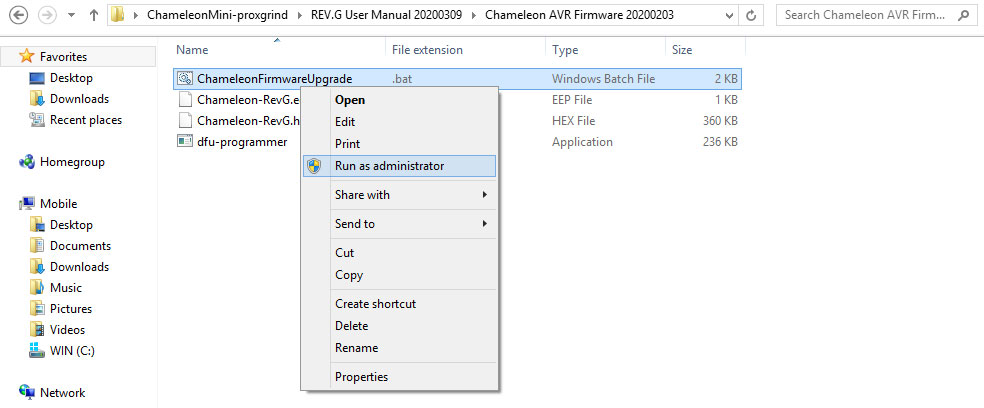 Run the Chameleon Firmware Upgrade Batch File